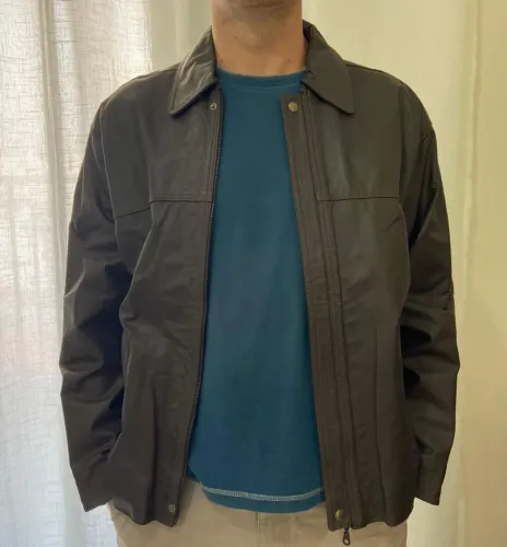 Jaqueta masculina de couro legítimo 