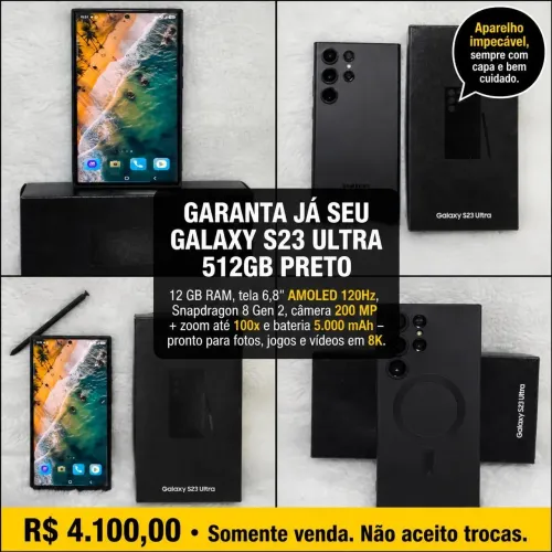 Vende se um sansung galax s23 ultra 512gb 12gb preto