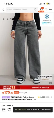 Calça cintura baixa da shein