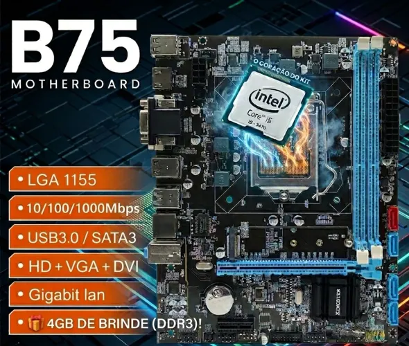 Kit Upgrade: Placa-Mãe Intel B75 + Processador Core i5 3470