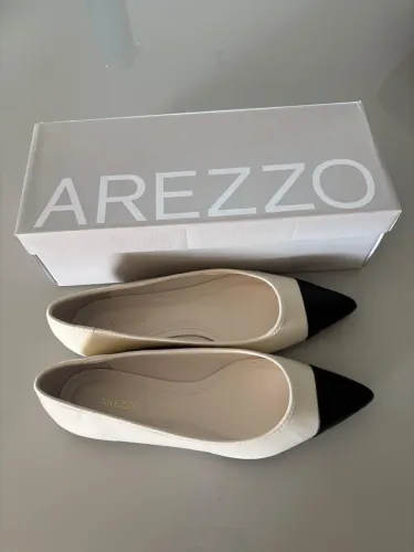 Sapatilha Arezzo Couro Bicolor Bico fino