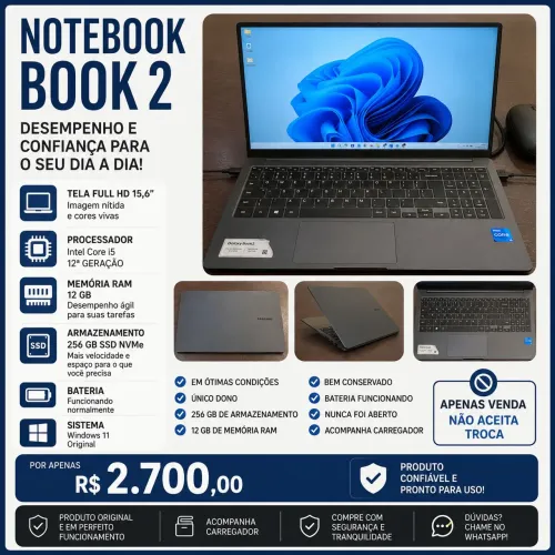 Notebook samsung book 2, 256 Gb, 12 gb Ram. Perfeito estado