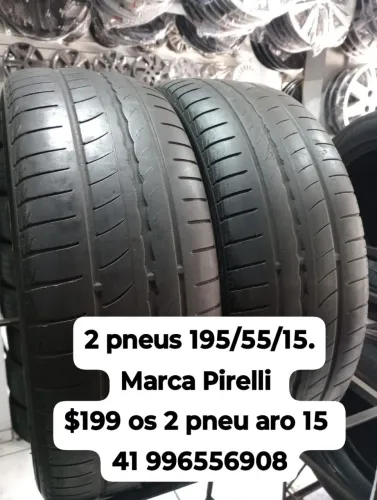 Pneus 195/55/15 marca Pirelli $199 os 2 pneu aro 15 usados roda muito ainda não é remold