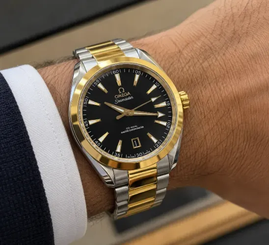 relógio omega automatico seamaster gold steel mostrador preto