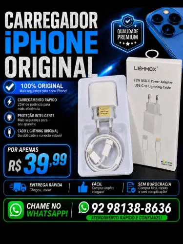 Carregador ORIGINAL iPhone 25w Tipo-c LIGHTNING