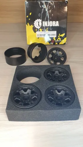 Jogo de Rodas Beadlock Alumínio CNC INJORA 1.0" para RC Crawler (1/24 e 1/18)