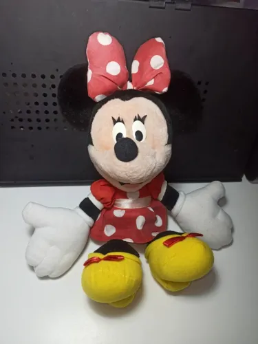 minnie mouse boneca de pelúcia vestido poá vermelho antiga