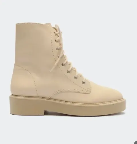 Bota Coturno Amarração Couro Creme Schutz - Tamanho 35