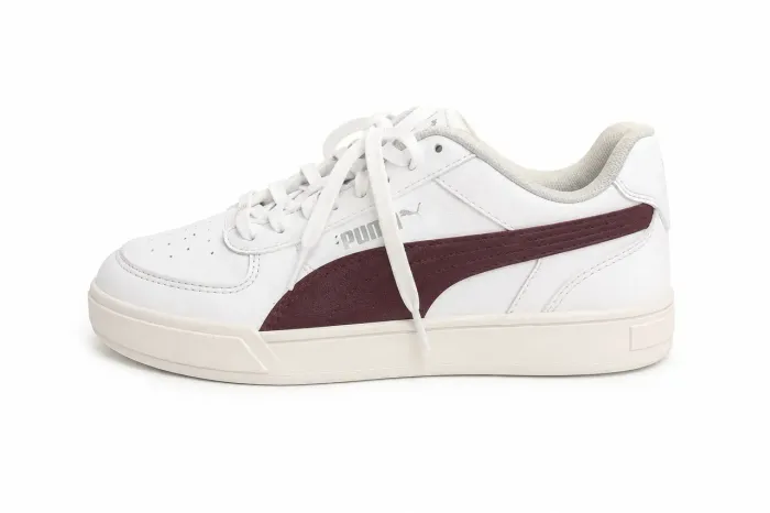 Tênis Puma Branco Com Detalhes Em Vinho, Original.