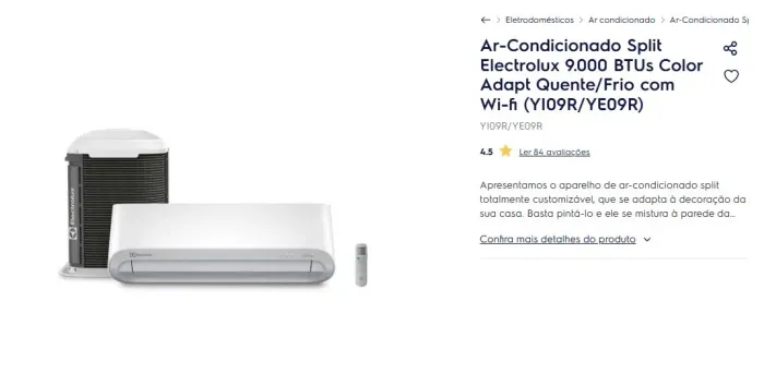 Ar condicionado Electrolux 9.000 btus novo Q/F inverter Wi-Fi
