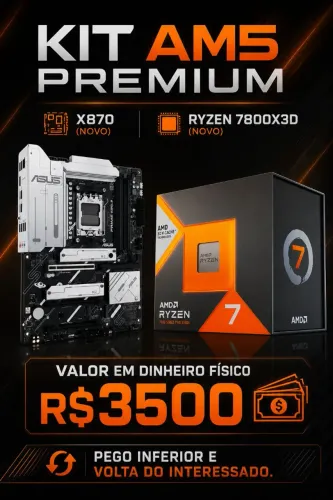 KIT AM5 PREMIUM X870+7800X3D NOVO LACRADO VENDO/TROCO