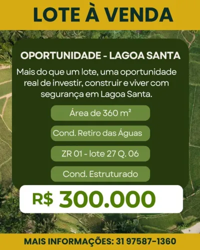 OPORTUNIDADE - LAGOA SANTA - COND. FECHADO 360M² - RETIRO DAS ÁGUAS