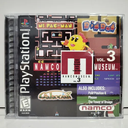 Jogo Namco Museum Vol 3 PS1 Original Americano Completo Mídia Física Black Label Seminovo
