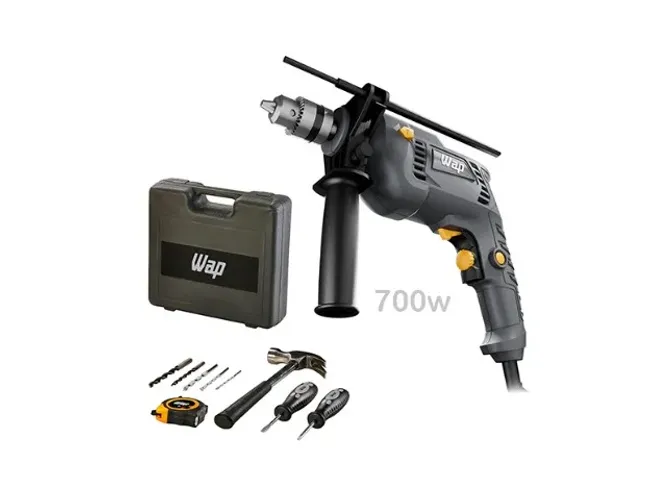 Furadeira e Parafusadeira de Impacto 3/8" WAP, Maleta 11 Acessórios 700w 127v