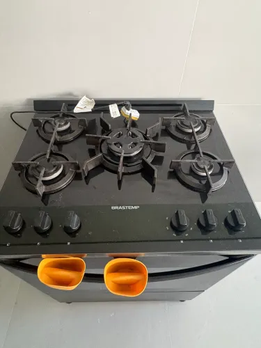 Fogão Brastemp 5 Bocas Preto Com Mesa de Vidro e Turbo Chama
