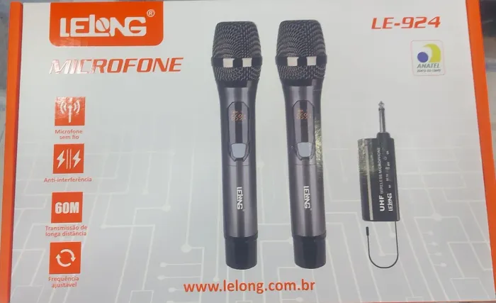 Microfone sem fio uhf profissional a pilha recarregável