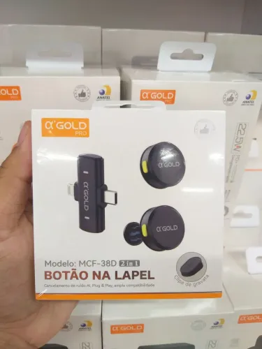 Microfone lapela duplo 2em1