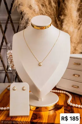 Conjunto semi joia de pérola natural