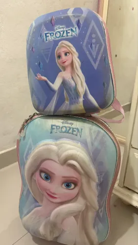 Mochila de rodinhas Frozen + lancheira (conjunto)