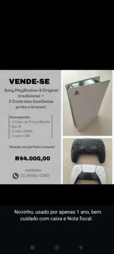 PlayStation 5 Original, novinho com caixa e Nota Fiscal! 