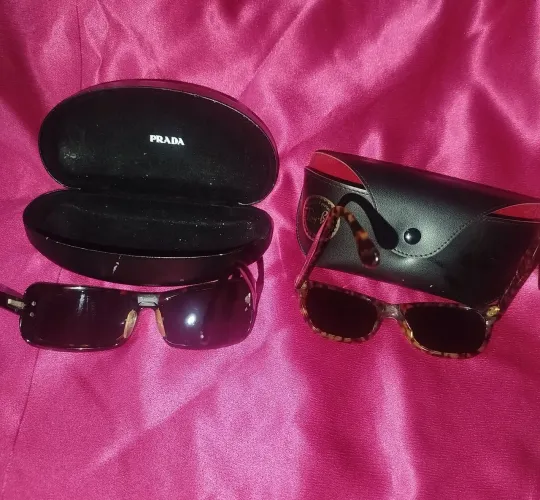 Óculos de sol femininos de marca Prada e Armani