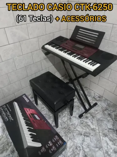 TECLADO CASIO CTK-6250 + TODOS OS ACESSÓRIOS