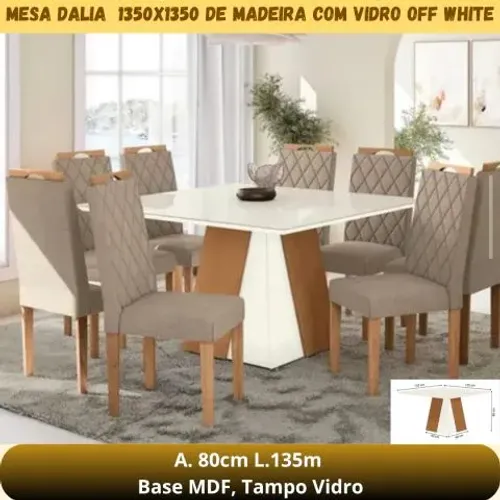 Mesa de jantar de 8 cadeiras 1.35x1.35