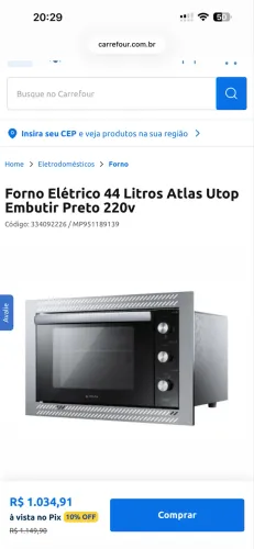 Vendo Forno Elétrico de Embutir Novo