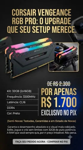 Memória RAM RGB Vengeance Corsair 2x16GB DDR4 3200