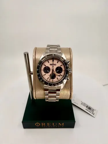 Relógio Seiko Prospex Speedtimer Solar Salmão SSC963 - Novo