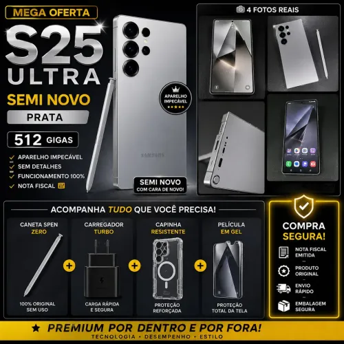 SAMSUNG S25 ULTRA 512 GIGAS COM NOTA FISCAL 