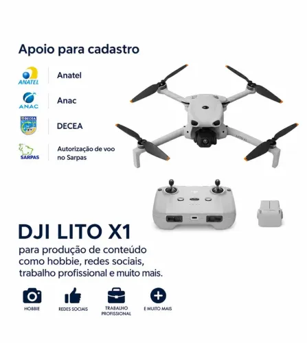 Drone DJI Lito X1 standart LANÇAMENTO LACRADO OFERTA invoice para homologação na ANATEL 