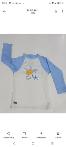 Camisa manga longa fpu50+ Nabaiji 2 anos branca e azul baby