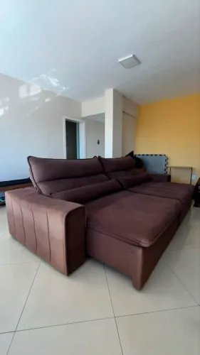 Sofá Reclinável Marrom Escuro 3 metros