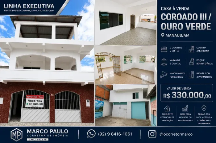 CASA À VENDA COROADO/OURO VERDE