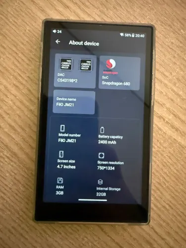 Reprodutor de musica Fiio JM21 3+32gb