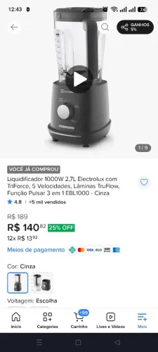 Air frayer+liquidificador na caixa cm nota e garantia