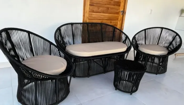 CONJUNTO DE SOFÁ BARCELONA EM CORDÃO NAUTICO