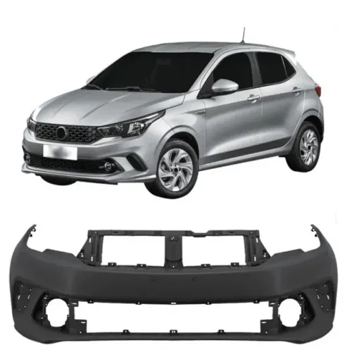 Parachoque Fiat Argo 2019 à 2022 - Preto Liso - Furo Farol Auxiliar - Loma Plast 