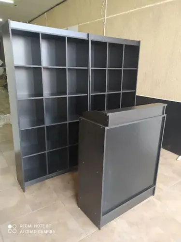 BALCÃO CAIXA  + COLMÉIAS PRETA MDF 