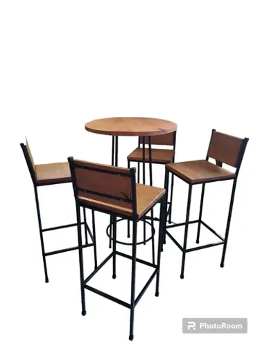 Jogo Bistrô Fixo Com 4 Banquetas Rústico 