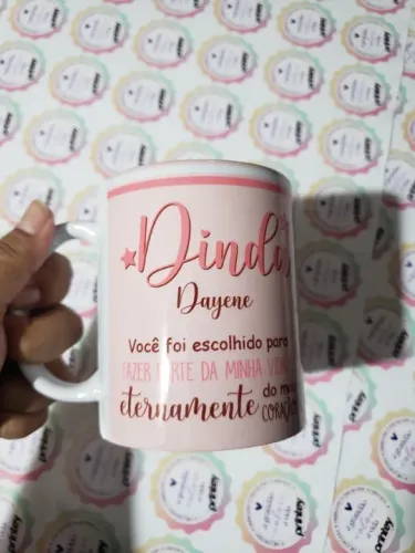 Caneca personalizada dindos padrinho e madrinha convite bebê
