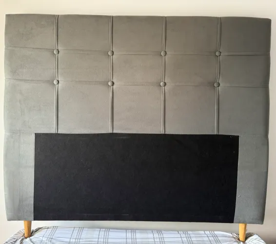 Cabeceira para Cama Box Casal Padrão Cinza Estofada Acolchoada Suede