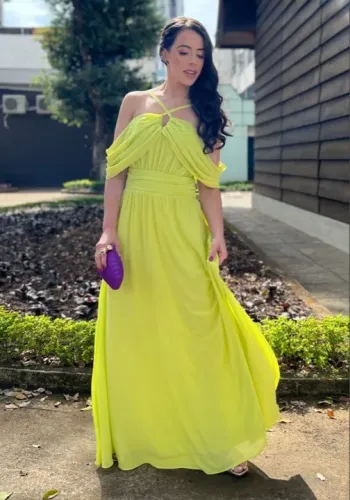 Vestido longo verde neon - Tamanho M
