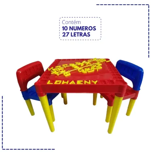 jogo de 1 mesa e 2 cadeiras infantil educativo NOVO