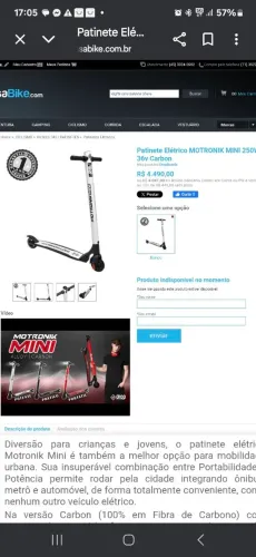 Patinete Elétrico MOTRONIK MINi CARBONI 250W 36V Carbon