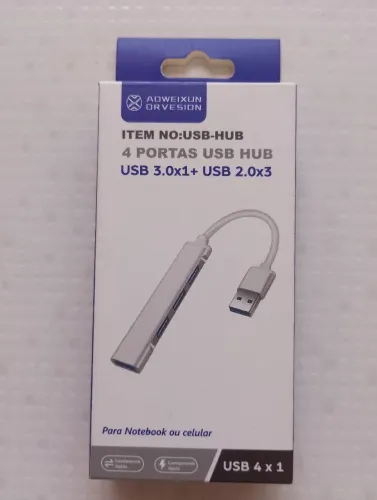 Hub USB 4 Portas - Expansão para Notebook e Celular
