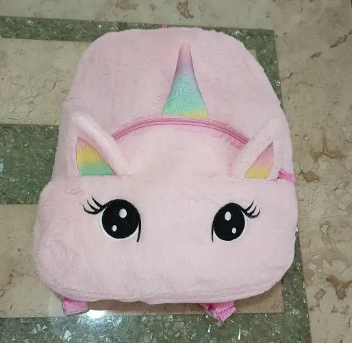 Mochila Unicórnio Rosa de Pelúcia 