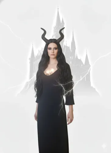 Vestido Fantasia adulto malevola tm P acessórios