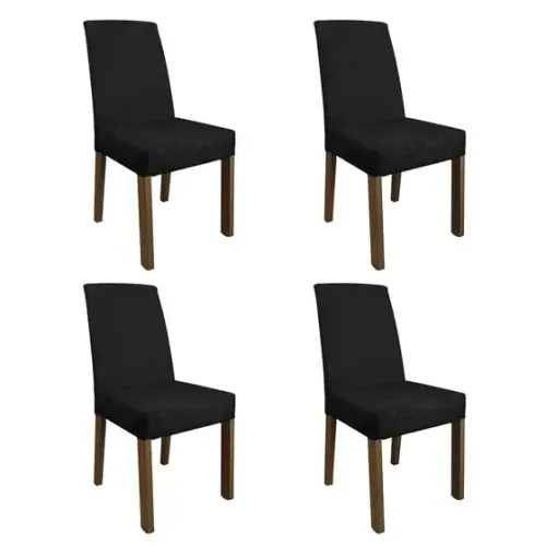  Conjunto 4 Cadeiras Para Sala De Jantar No Preto